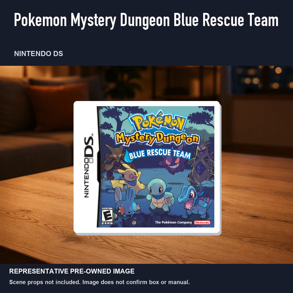 Representative pre-owned Pokemon Mystery Dungeon Blue Rescue Team (Nintendo DS), product image in a styled room scene.