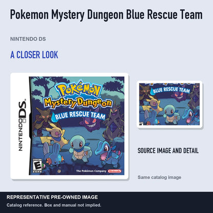 Representative pre-owned Pokemon Mystery Dungeon Blue Rescue Team (Nintendo DS), full image with detail inset.