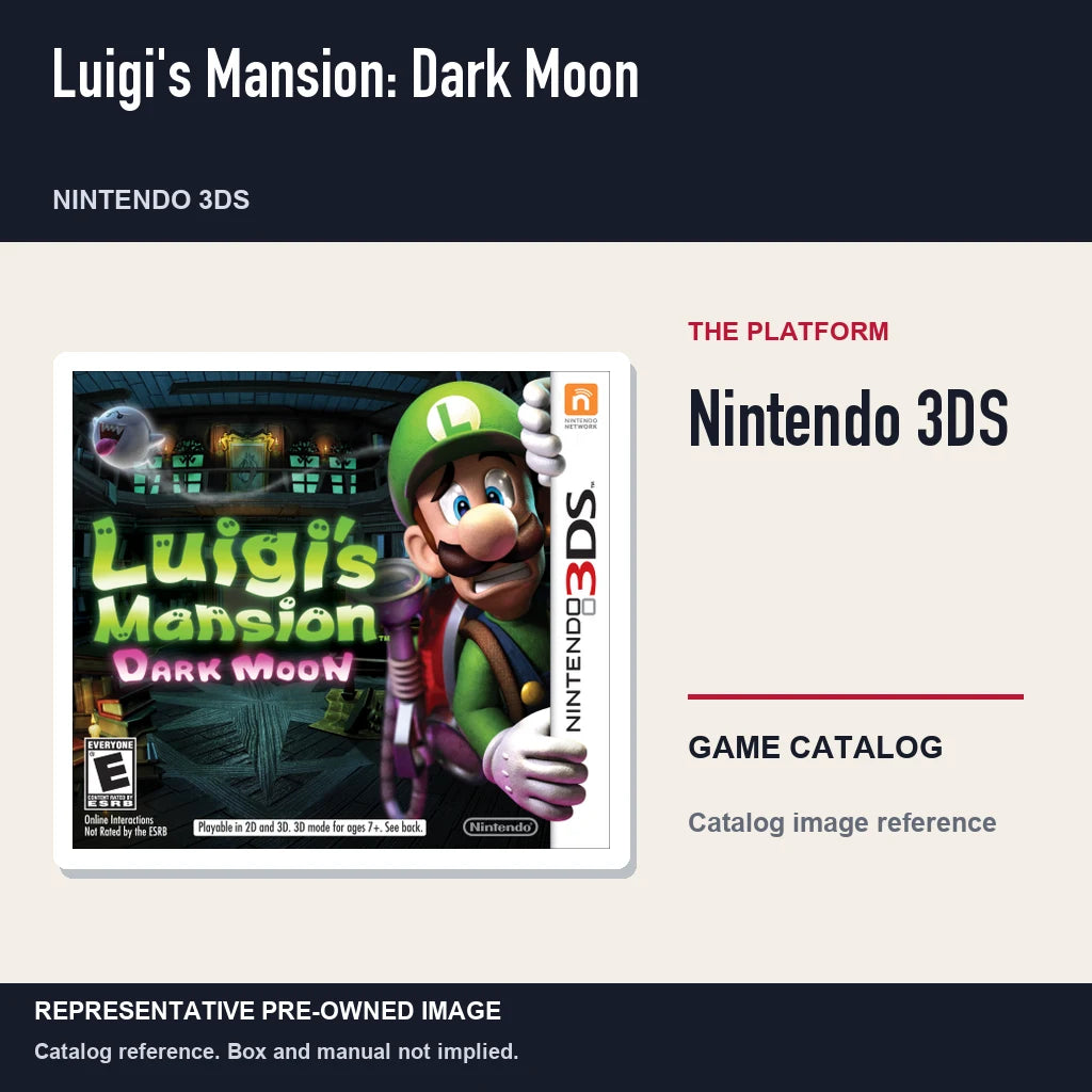 Representative pre-owned Luigi's Mansion: Dark Moon (Nintendo 3DS), platform product layout.