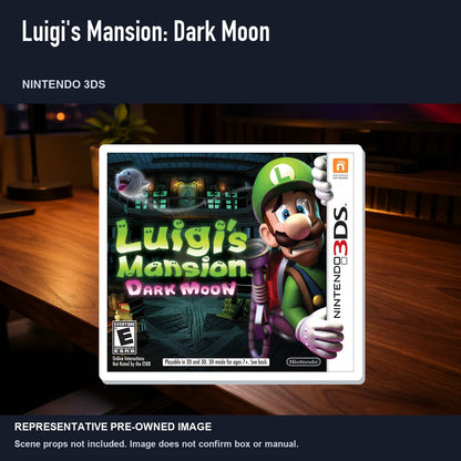 Representative pre-owned Luigi's Mansion: Dark Moon (Nintendo 3DS), product image in a styled desk scene.