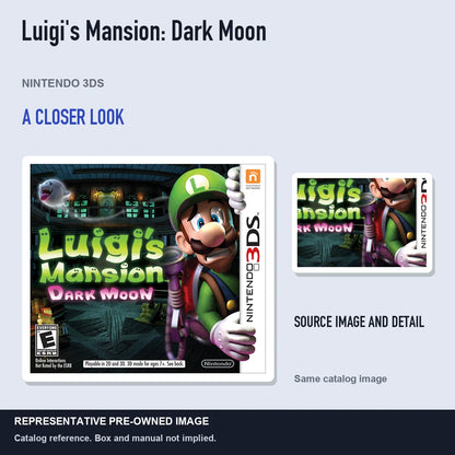 Representative pre-owned Luigi's Mansion: Dark Moon (Nintendo 3DS), full image with detail inset.