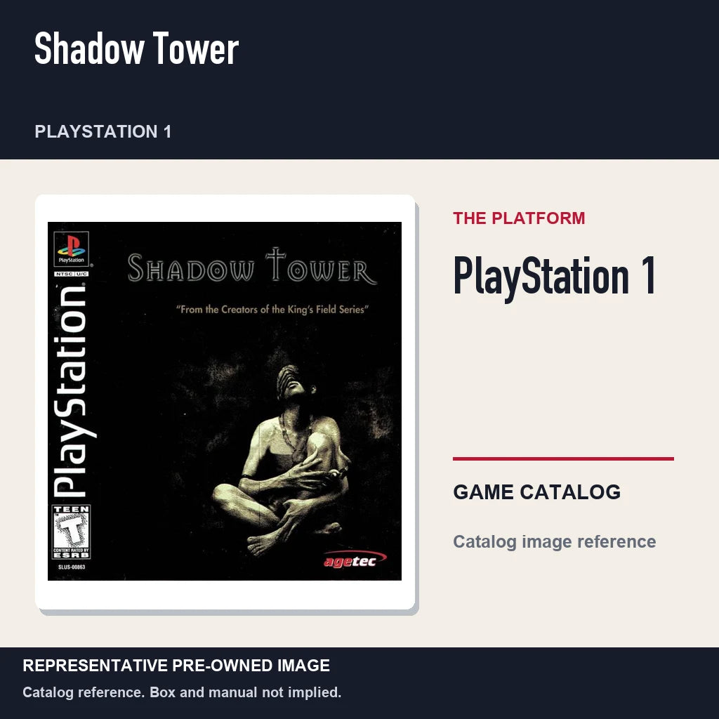 Representative pre-owned Shadow Tower (PlayStation 1), platform product layout.