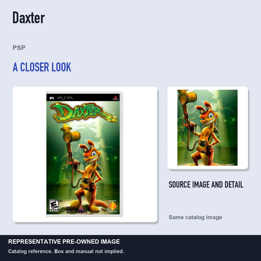 Representative pre-owned Daxter (PSP), full image with detail inset.