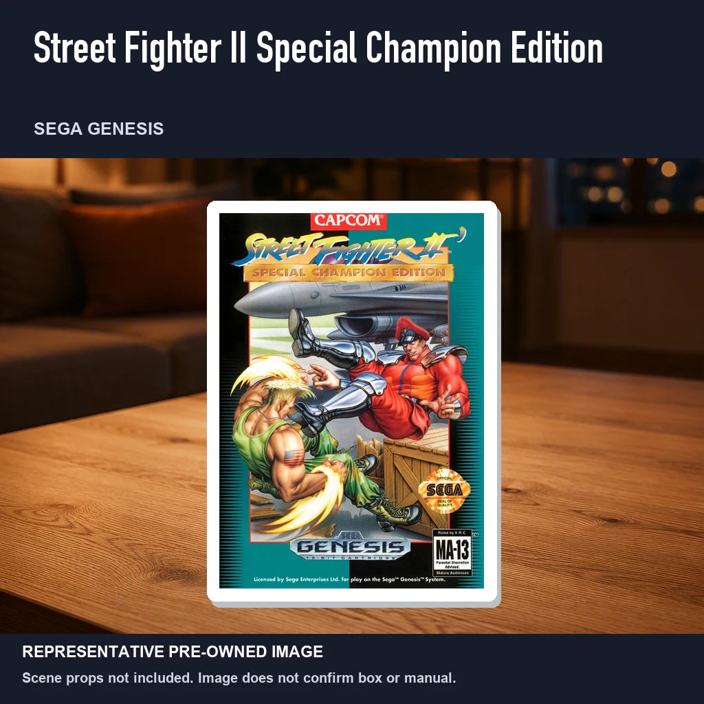 Representative pre-owned Street Fighter II Special Champion Edition (Sega Genesis), product image in a styled room scene.