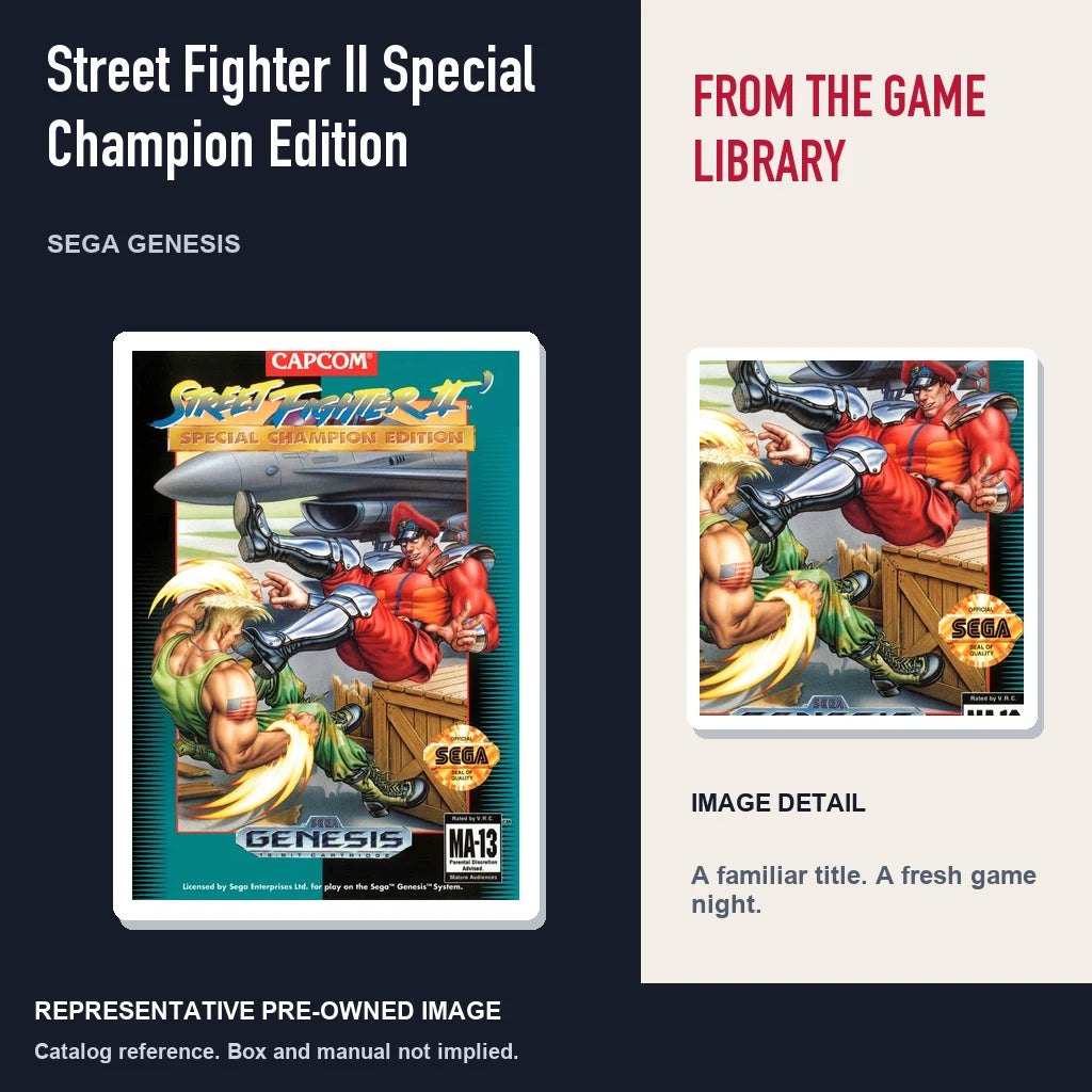 Representative pre-owned Street Fighter II Special Champion Edition (Sega Genesis), editorial image and detail.