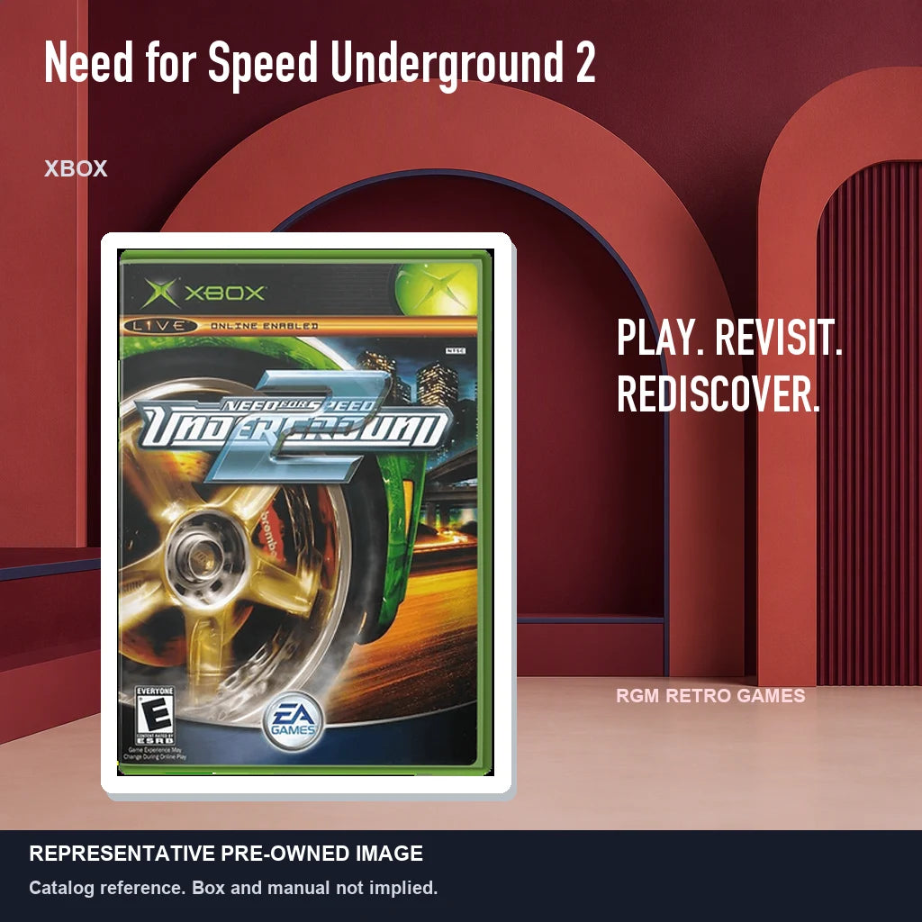 Representative pre-owned Need for Speed Underground 2 (Xbox), red retro product layout.