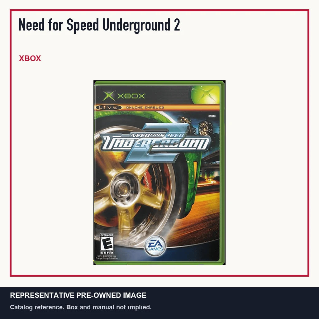 Representative pre-owned Need for Speed Underground 2 (Xbox), minimal product layout.