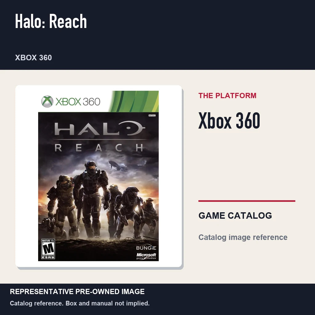 Representative pre-owned Halo: Reach (Xbox 360), platform product layout.