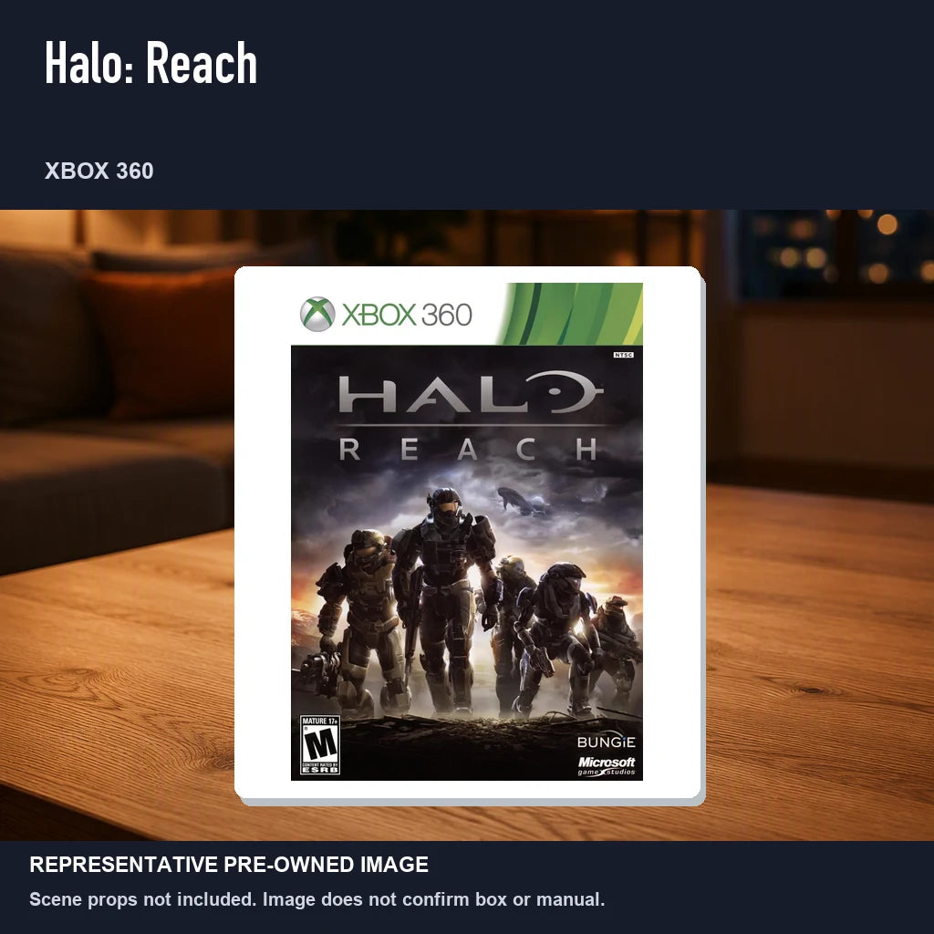 Representative pre-owned Halo: Reach (Xbox 360), product image in a styled room scene.