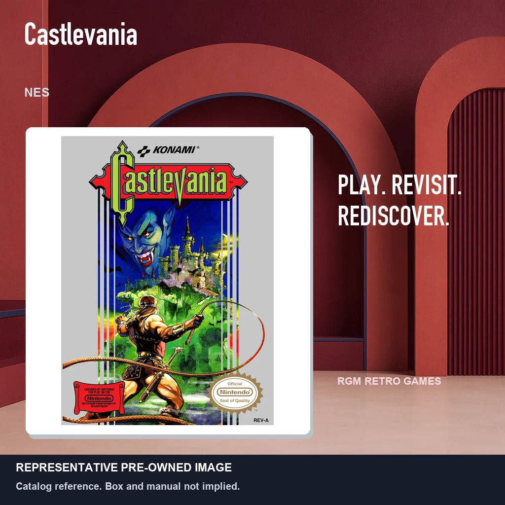 Representative pre-owned Castlevania (NES), red retro product layout.