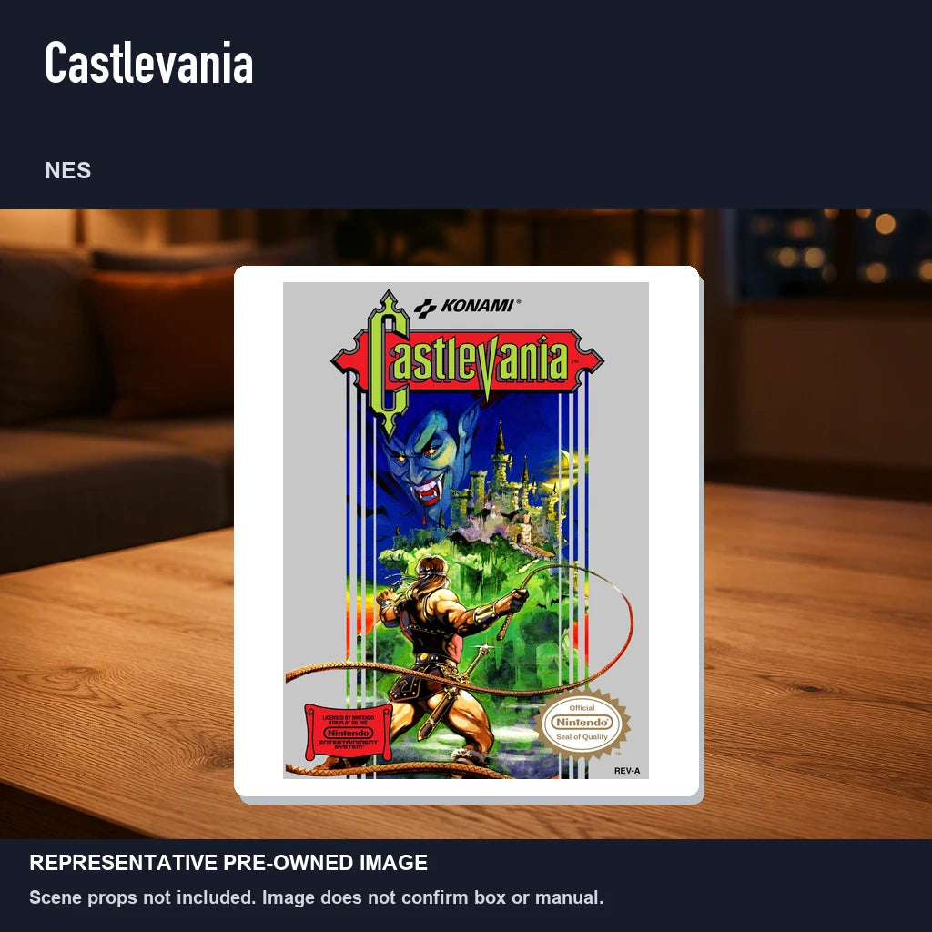 Representative pre-owned Castlevania (NES), product image in a styled room scene.