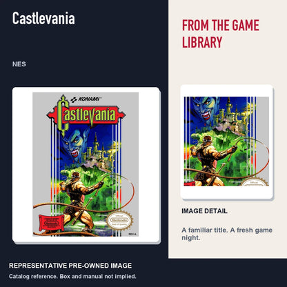Representative pre-owned Castlevania (NES), editorial image and detail.