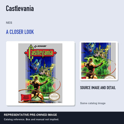 Representative pre-owned Castlevania (NES), full image with detail inset.