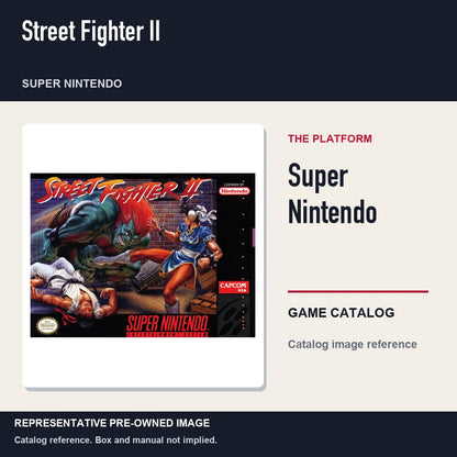 Representative pre-owned Street Fighter II (Super Nintendo), platform product layout.