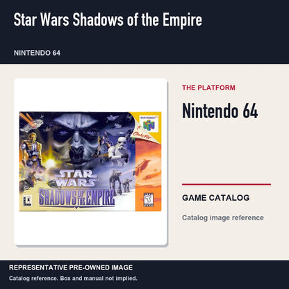 Representative pre-owned Star Wars Shadows of the Empire (Nintendo 64), platform product layout.