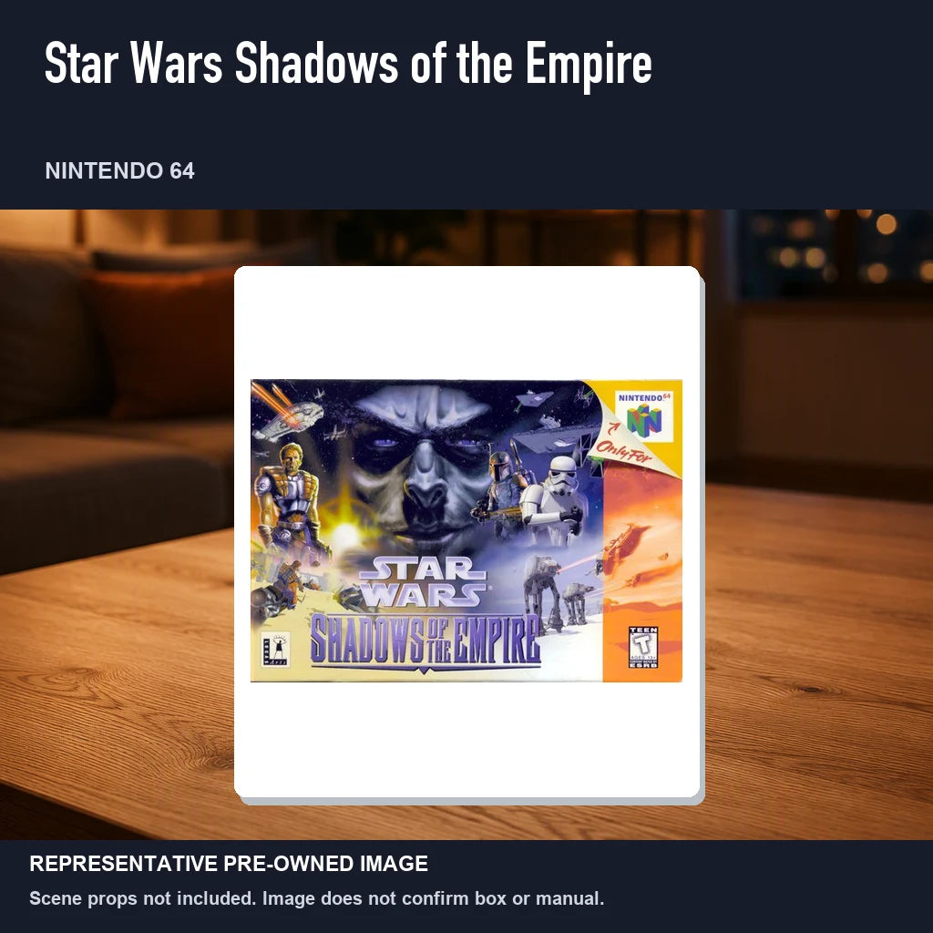 Representative pre-owned Star Wars Shadows of the Empire (Nintendo 64), product image in a styled room scene.