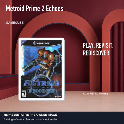 Representative pre-owned Metroid Prime 2 Echoes (GameCube), red retro product layout.