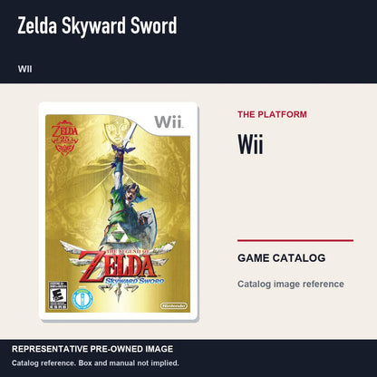 Representative pre-owned Zelda Skyward Sword (Wii), platform product layout.