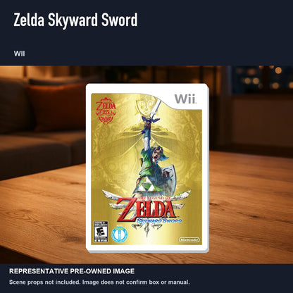 Representative pre-owned Zelda Skyward Sword (Wii), product image in a styled room scene.