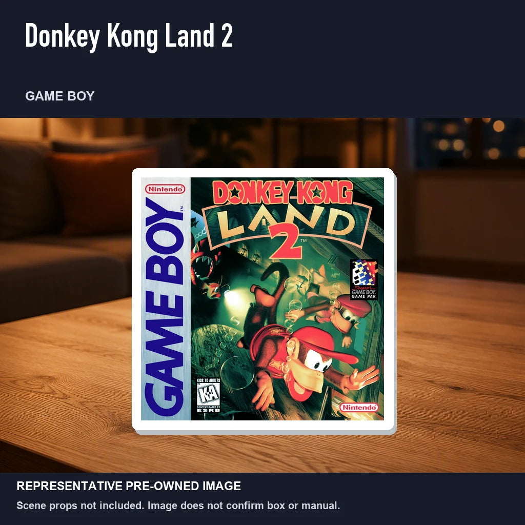 Representative pre-owned Donkey Kong Land 2 (Game Boy), product image in a styled room scene.