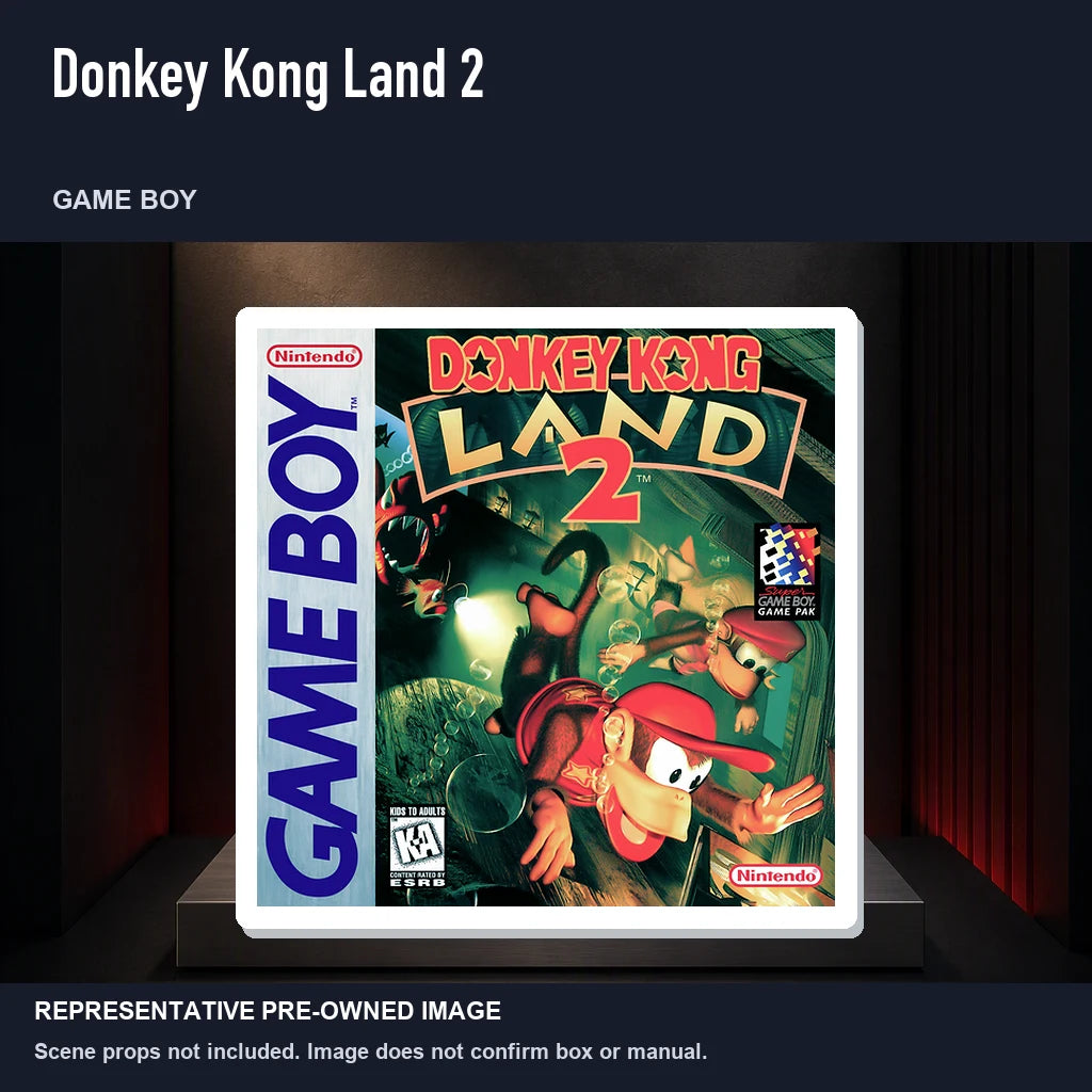Representative pre-owned Donkey Kong Land 2 (Game Boy), product image on a display panel.