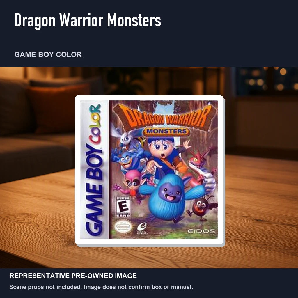 Representative pre-owned Dragon Warrior Monsters (Game Boy Color), product image in a styled room scene.