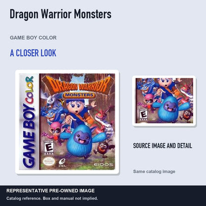 Representative pre-owned Dragon Warrior Monsters (Game Boy Color), full image with detail inset.
