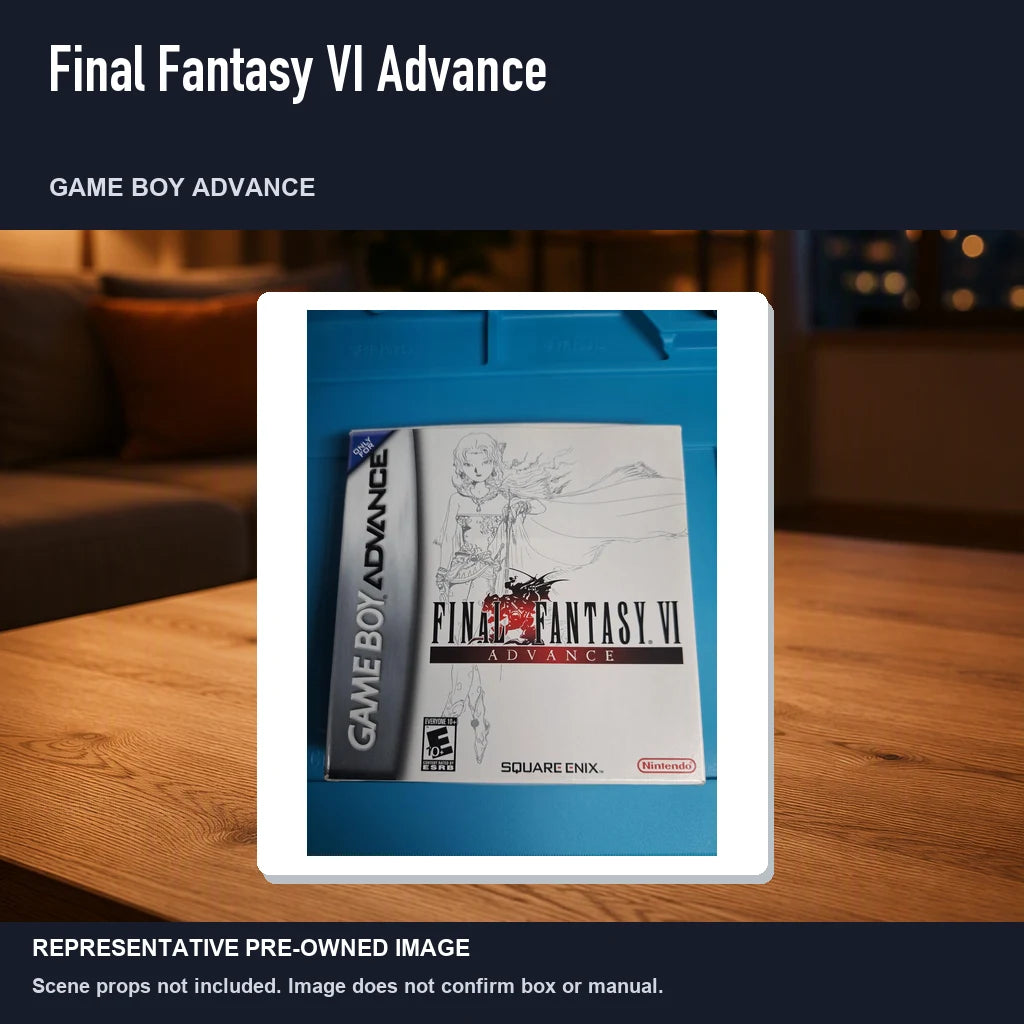 Representative pre-owned Final Fantasy VI Advance (Game Boy Advance), product image in a styled room scene.