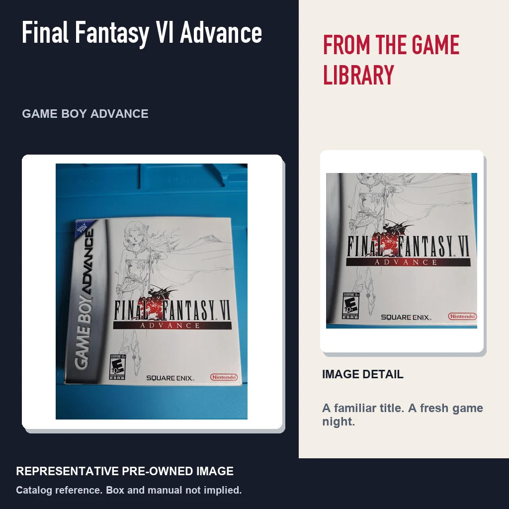 Representative pre-owned Final Fantasy VI Advance (Game Boy Advance), editorial image and detail.