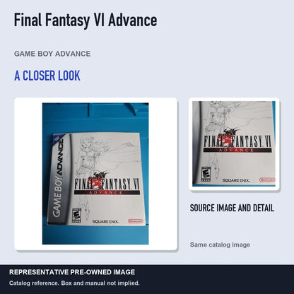 Representative pre-owned Final Fantasy VI Advance (Game Boy Advance), full image with detail inset.