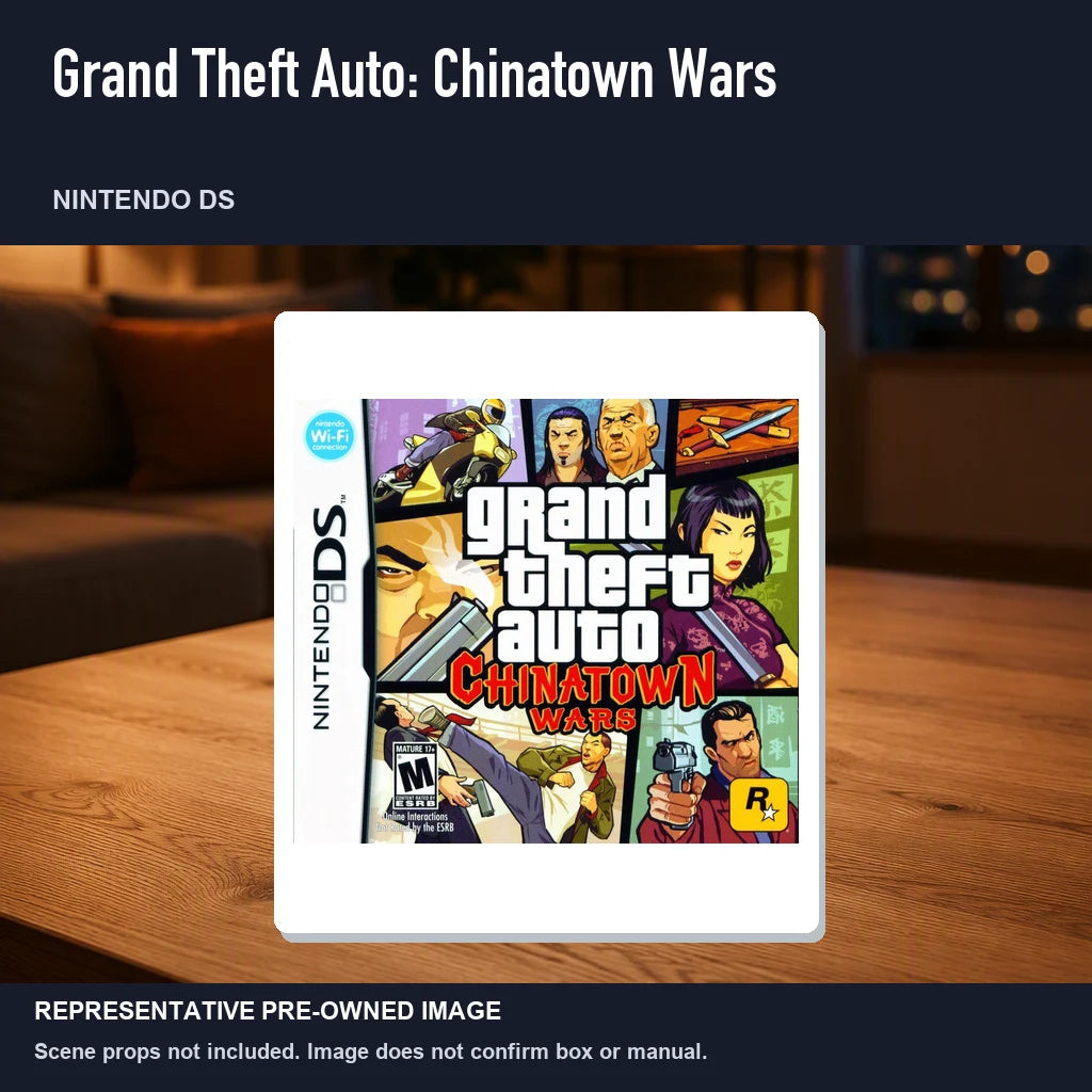 Representative pre-owned Grand Theft Auto: Chinatown Wars (Nintendo DS), product image in a styled room scene.