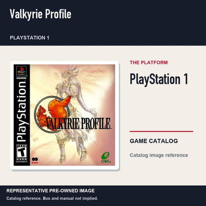 Representative pre-owned Valkyrie Profile (PlayStation 1), platform product layout.