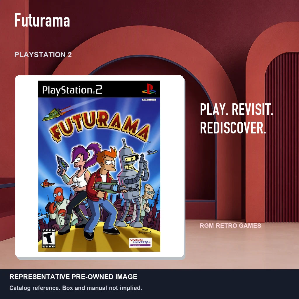 Representative pre-owned Futurama (PlayStation 2), red retro product layout.