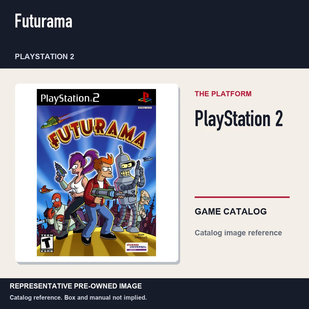 Representative pre-owned Futurama (PlayStation 2), platform product layout.