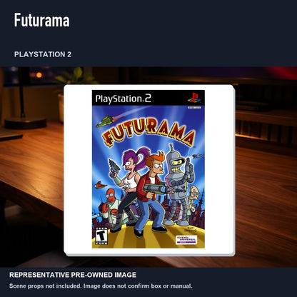 Representative pre-owned Futurama (PlayStation 2), product image in a styled desk scene.