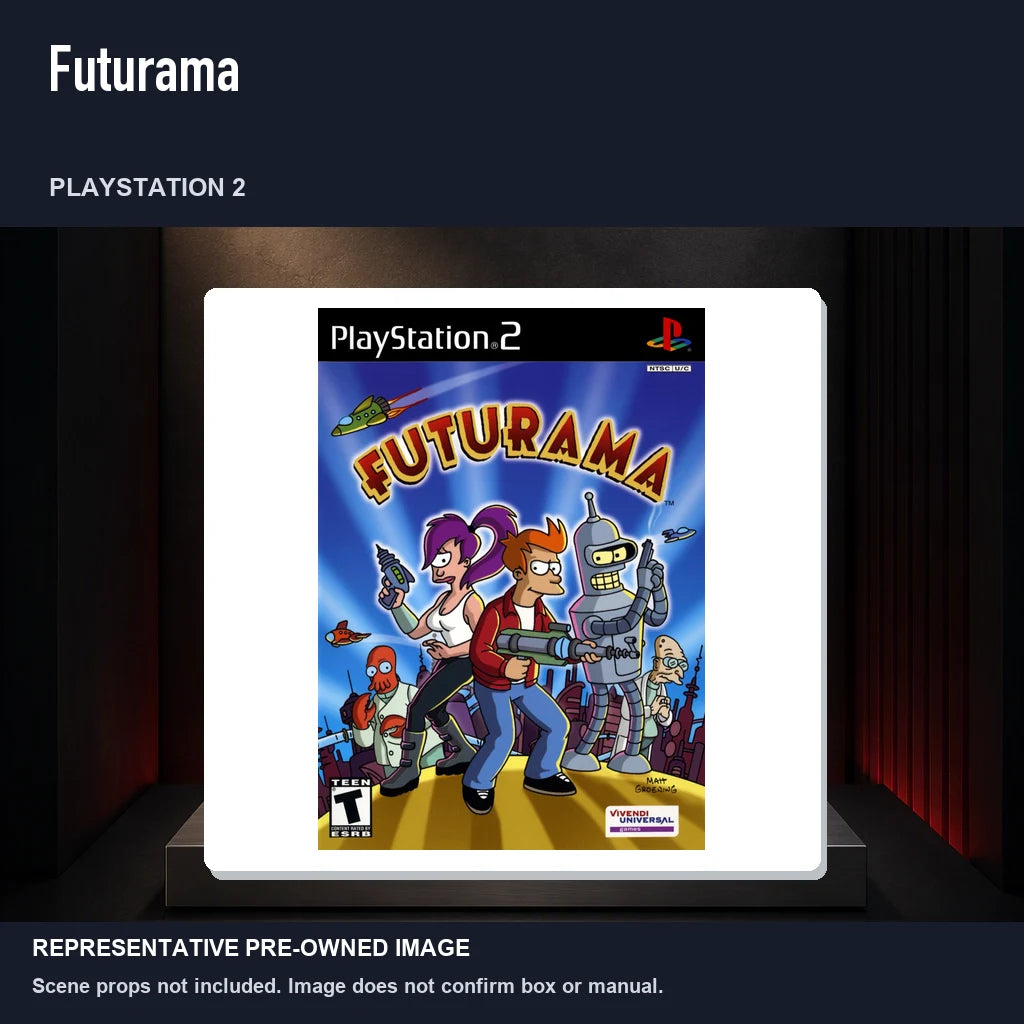 Representative pre-owned Futurama (PlayStation 2), product image on a display panel.