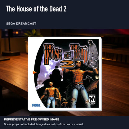 Representative pre-owned The House of the Dead 2 (Sega Dreamcast), product image in a styled desk scene.