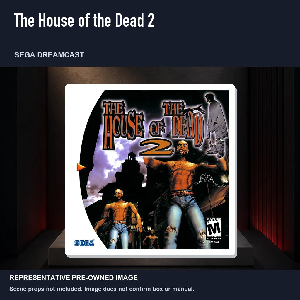Representative pre-owned The House of the Dead 2 (Sega Dreamcast), product image on a display panel.