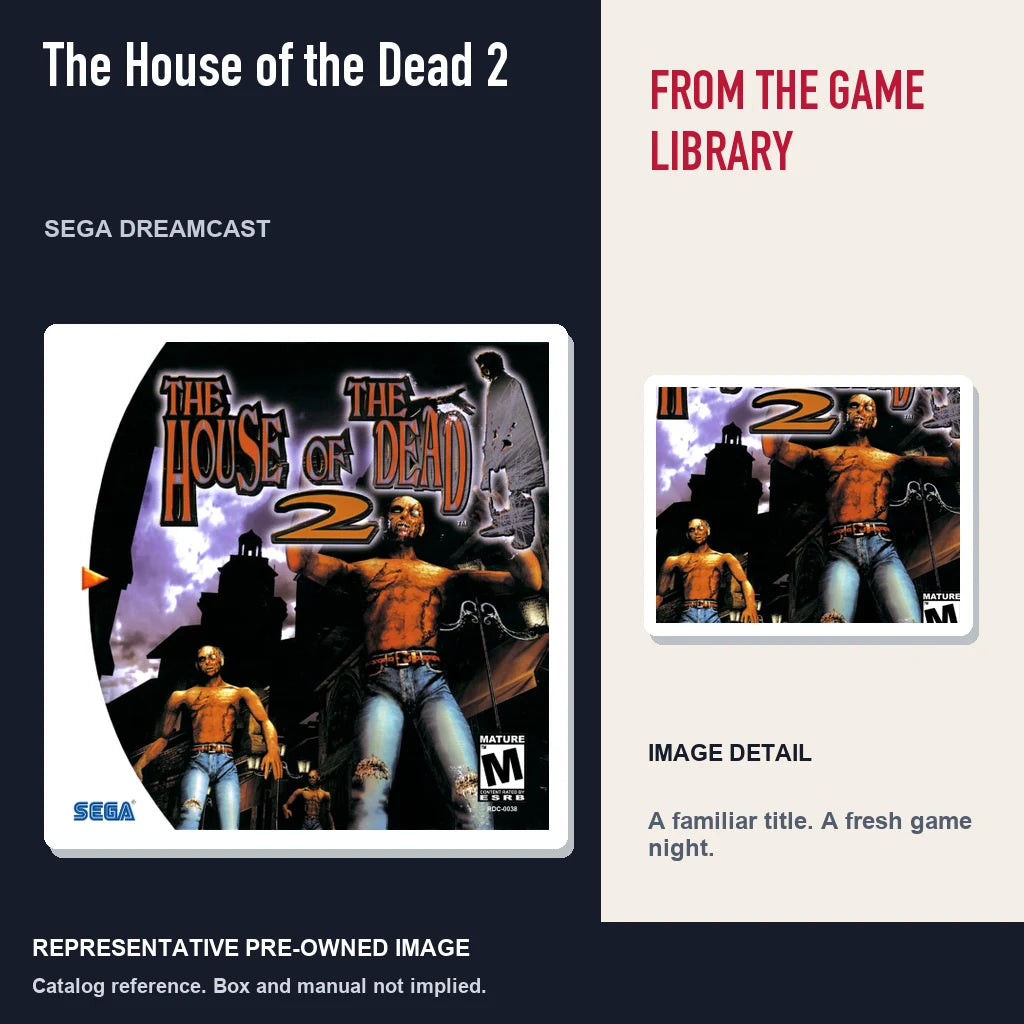 Representative pre-owned The House of the Dead 2 (Sega Dreamcast), editorial image and detail.