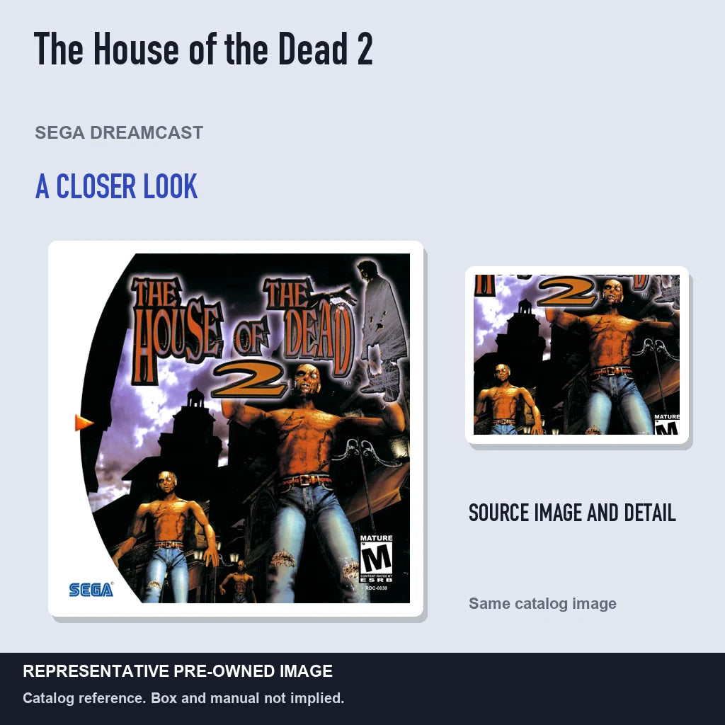 Representative pre-owned The House of the Dead 2 (Sega Dreamcast), full image with detail inset.