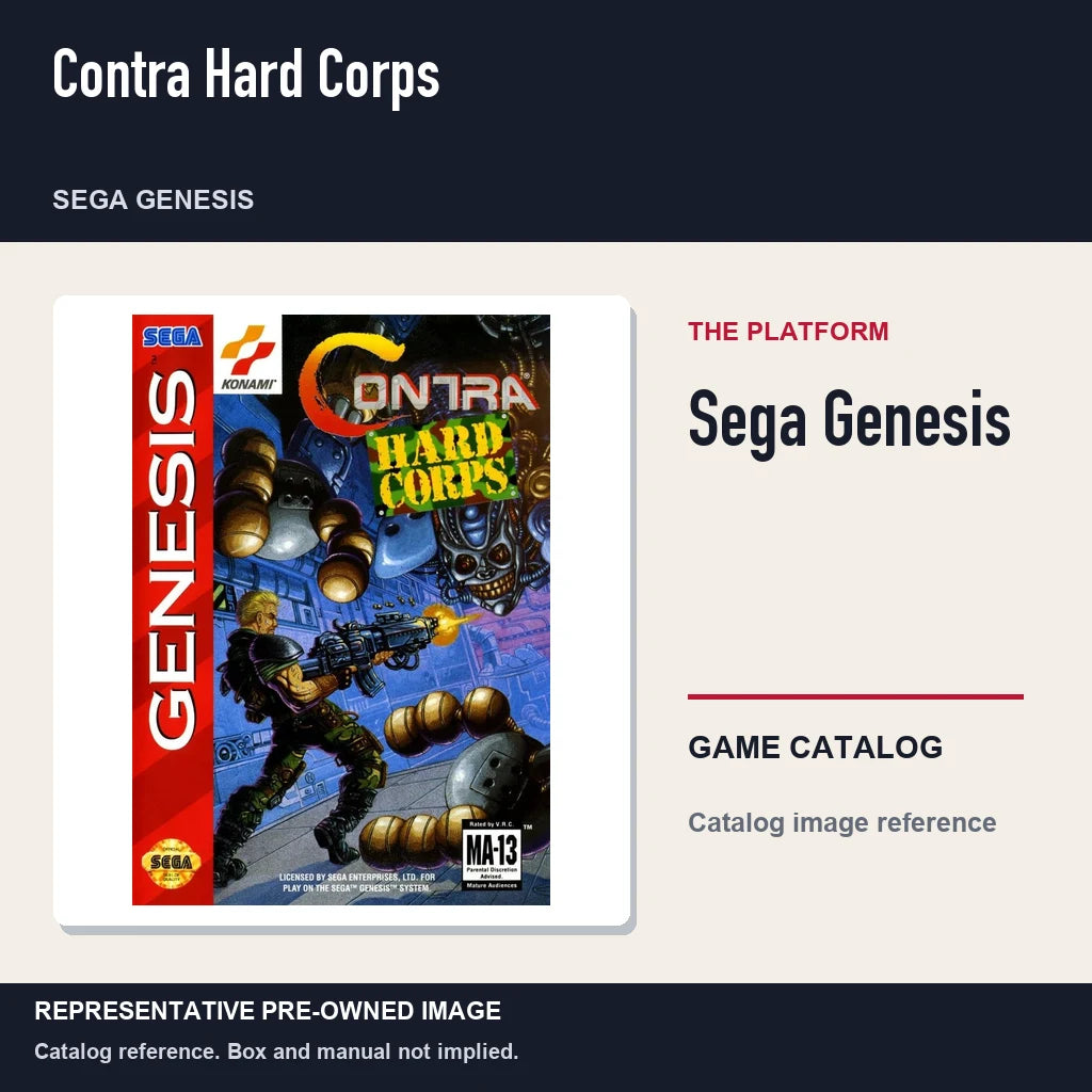 Representative pre-owned Contra Hard Corps (Sega Genesis), platform product layout.