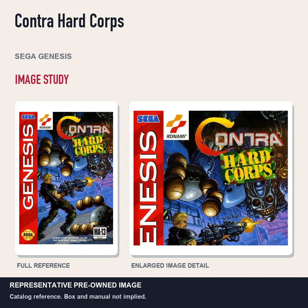 Representative pre-owned Contra Hard Corps (Sega Genesis), full image and detail.