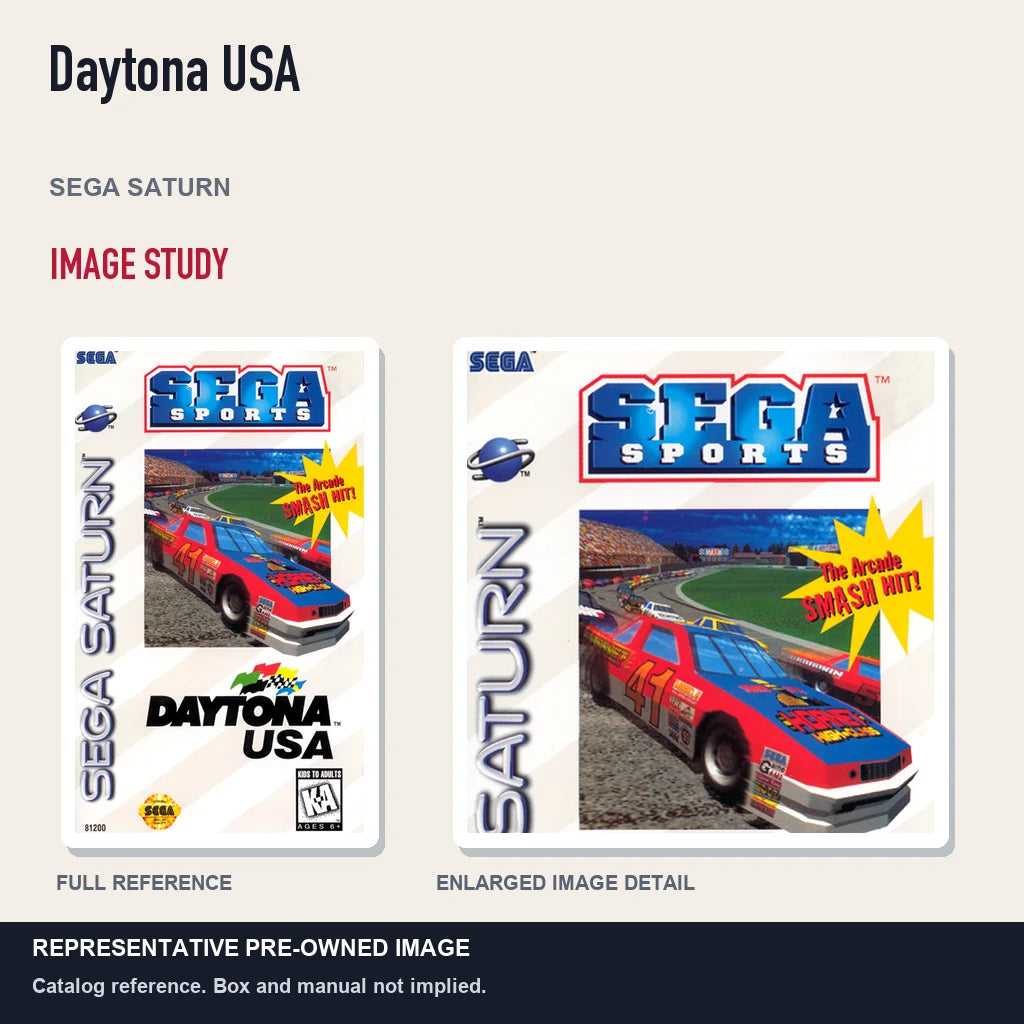 Representative pre-owned Daytona USA (Sega Saturn), full image and detail.