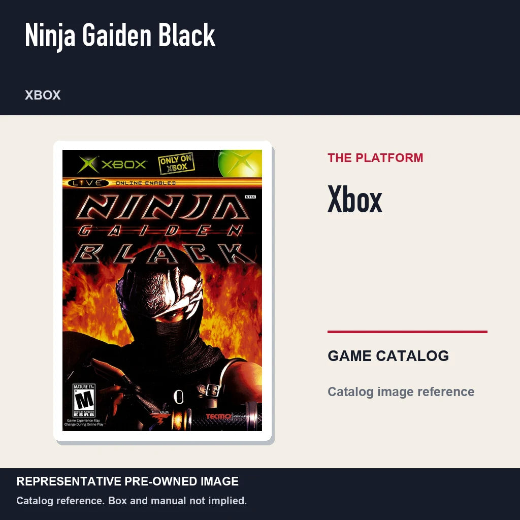 Representative pre-owned Ninja Gaiden Black (Xbox), platform product layout.