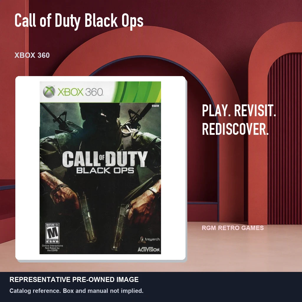 Representative pre-owned Call of Duty Black Ops (Xbox 360), red retro product layout.