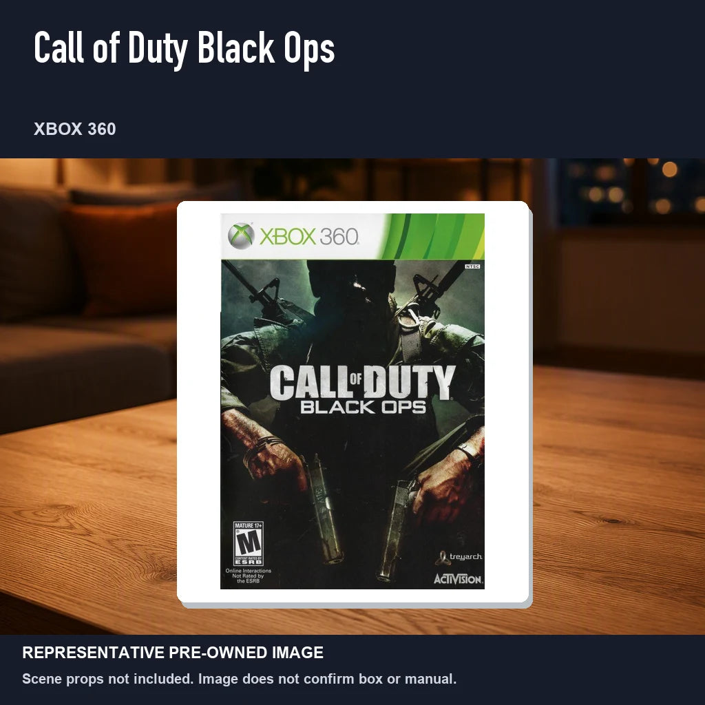 Representative pre-owned Call of Duty Black Ops (Xbox 360), product image in a styled room scene.