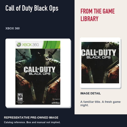 Representative pre-owned Call of Duty Black Ops (Xbox 360), editorial image and detail.