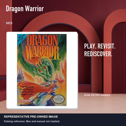 Representative pre-owned Dragon Warrior (NES), red retro product layout.
