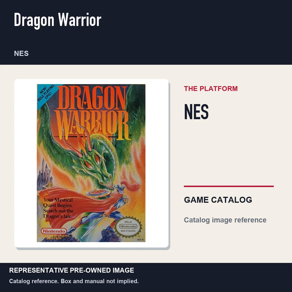 Representative pre-owned Dragon Warrior (NES), platform product layout.