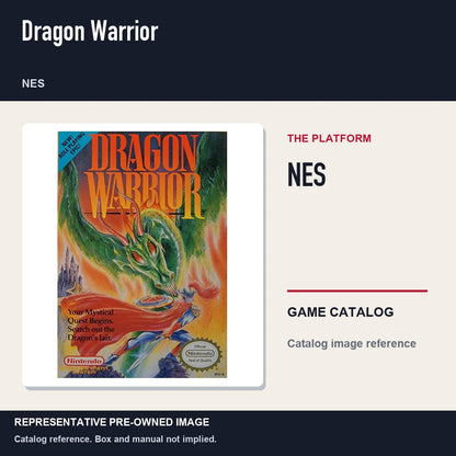 Representative pre-owned Dragon Warrior (NES), platform product layout.